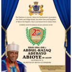 Olukotun of Ikotun-Ile, HRM Oba (Dr.) Abdul-Razaq Adebayo Ilufemiloye I Sets to Celebrate 20th Coronation Anniversary February 22