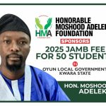 Hon. Moshood Adeleke Sponsors Additional 25 Students, Bringing JAMB Beneficiaries to 50 in Oyun LG Honourable Hon Moshood Adeleke, through his foundation Honourable Hon Moshood Adeleke (HMA) Foundation, has extended his JAMB registration sponsorship to an additional 25 students across various wards in Oyun Local Government. This latest sponsorship, separate from his earlier collaboration with the Oyun Students Union National Headquarters, further solidifies his dedication to youth empowerment and academic excellence. The new beneficiaries are drawn from different wards within Oyun LG. This initiative, which directly benefits 50 students in total, highlights Hon. Adeleke’s unwavering commitment to education and youth development. By relieving the financial burden of JAMB registration, he is paving the way for brighter academic futures for many young minds in Oyun LG.