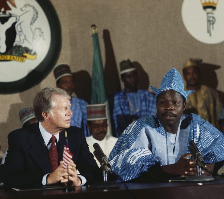 Photo-of-former-US-President-Jimmy-Carter-and-Lieutenant-General-Olusegun-Obasanjo-in-October-1977-768x684