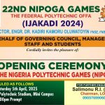 Federal Polytechnic Offa Set to Host 22nd NIPOGA Opening Ceremony April 5