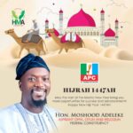 Hijrah 1447AH: Hon. Moshood Adeleke Greets Muslim Ummah, Calls for Reflection, Renewal and Responsible Leadership As the Muslim world marks the beginning of the new Islamic year, 1447AH, frontline All Progressives Congress (APC) chieftain in Kwara State and founder of the Honourable Moshood Adeleke Foundation, Hon. Moshood Adeleke, has extended heartfelt felicitations to Muslims across Offa/Oyun/Ifelodun Federal Constituency, Kwara State, and Nigeria at large. In a statement personally signed by the 2027 House of Representatives aspirant, Hon. Adeleke described Hijrah as a spiritual milestone and a call to reflect on the life, trials, and triumphs of Prophet Muhammad (SAW), whose migration from Makkah to Madinah laid the foundation for the values of justice, sacrifice, unity, and leadership through service. “As we step into 1447AH, may we all embrace the timeless lessons of the Hijrah: to strive for peace in our communities, uphold truth and integrity, and build societies founded on justice, compassion and shared prosperity,” he said. Hon. Adeleke lauded the contributions of Islamic scholars, Imams, traditional rulers, and faith-based organisations for their sustained role in spiritual development and peacebuilding across the state. He particularly acknowledged the leadership of the Emir of Ilorin, Alhaji (Dr.) Ibrahim Sulu-Gambari CFR, for his royal guidance and fatherly role as a beacon of Islamic values and harmony in Kwara. He also praised the resilience and faith of the Muslim population in his constituency, urging them to remain hopeful and prayerful as the nation seeks revival on all fronts. Hon. Adeleke reiterated his commitment to youth empowerment, inclusive governance, quality representation, and the social advancement of all communities across Offa, Oyun, and Ifelodun. “I pray that Allah (SWT) blesses us all with a year of peace, good health, renewed faith, and uncommon progress. May 1447AH be a turning point for our families, our state, and our dear country, Nigeria,” he concluded.