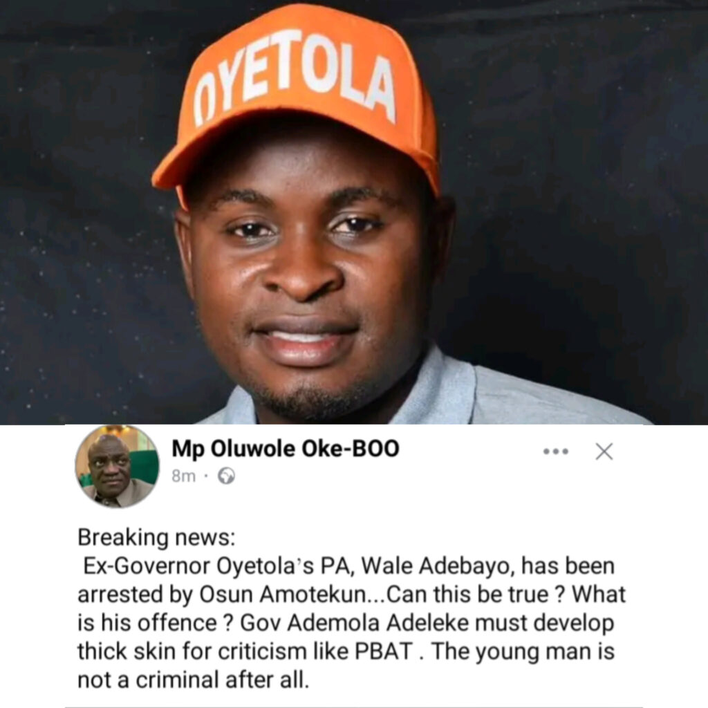 Ex-Osun Governor’s PA, Wale Adebayo, Arrested By Osun Amotekun