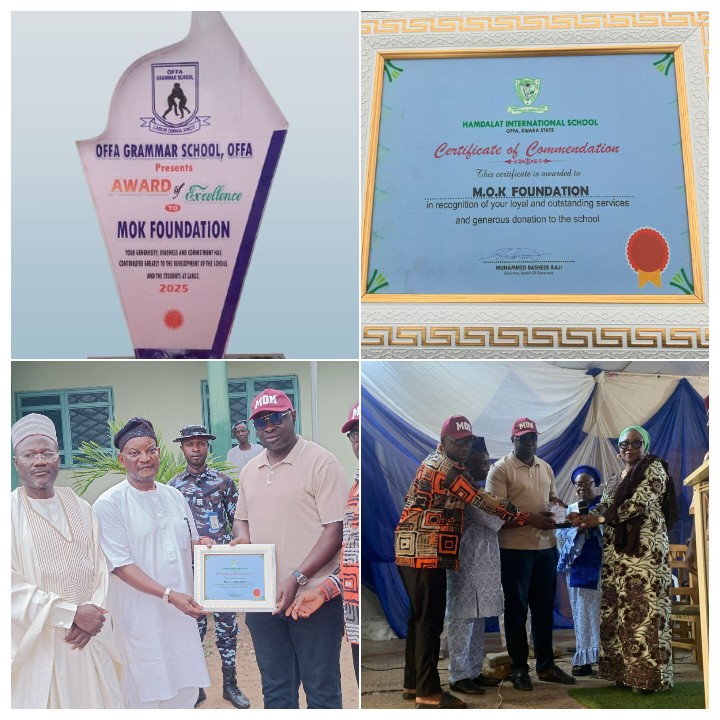 MOK Foundation Bags Meritorious Award, Donates WAEC Scholarships and Cash in Kwara