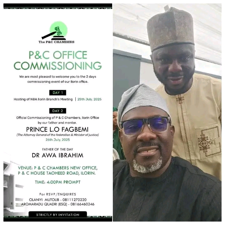 Ogbeni Seun David Ogunniyi Adato Hails Barr. Afeez Adebayo at Commissioning of P & C Chambers in Ilorin