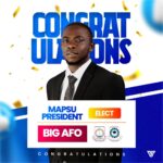 The Federation of Ibadan Students’ Union (FIBSU) has congratulated Comrade Afolabi Temitope, popularly known as Big Afo, on his victory as the newly
