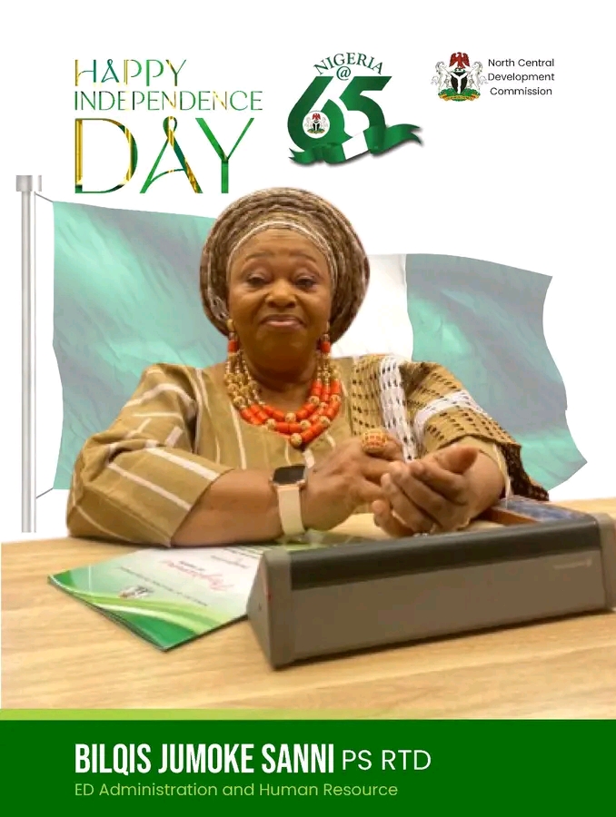 NCDC ED Admin & HR, Bilqis Jumoke Sanni Felicitates Nigeria at 65