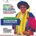 NCDC ED Admin & HR, Bilqis Jumoke Sanni Congratulates Hon. (Chief) Dr. (Mrs.) Oluwatoyin Opawoye on Her Doctorate Achievement