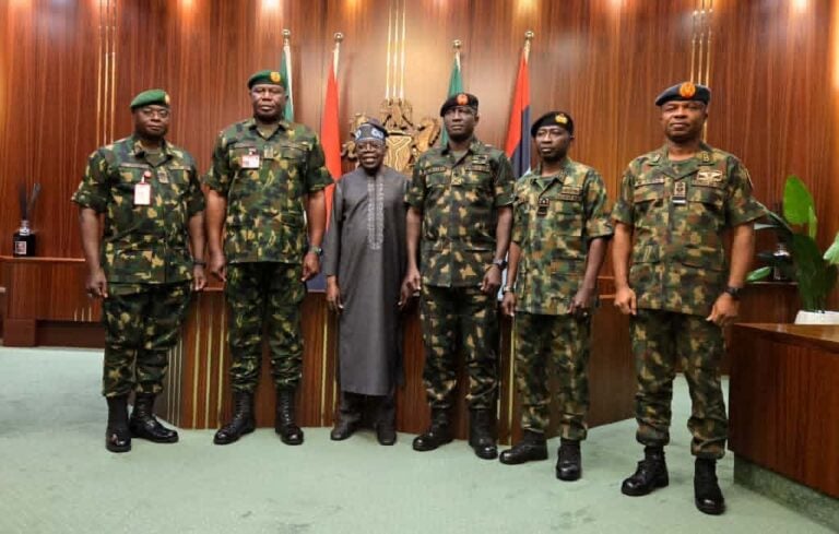 Tinubu Meets Newly Appointed Service Chiefs At Aso Rock