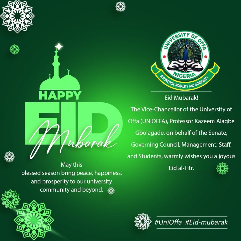University of Offa Congratulates Muslims on Successful Completion